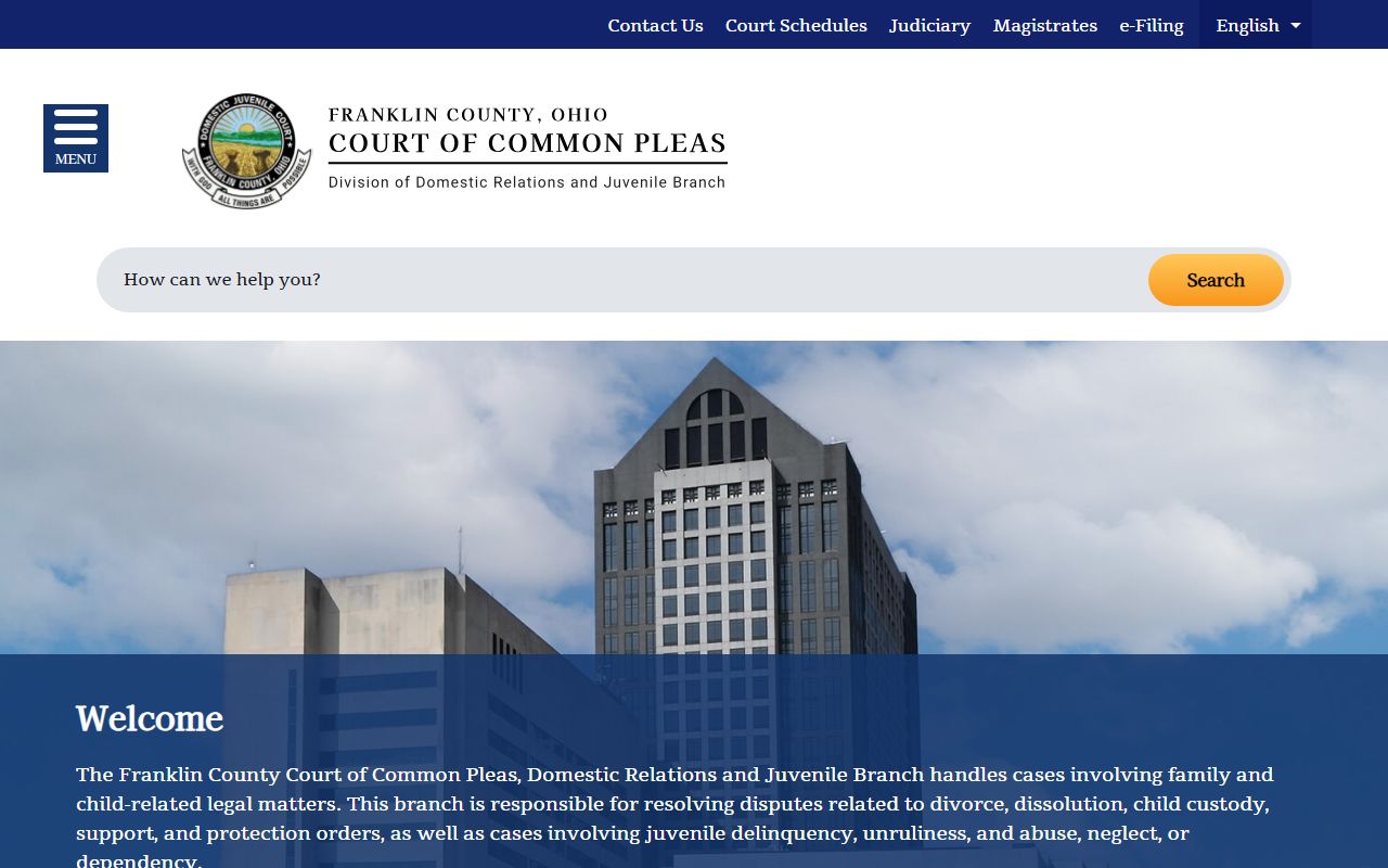 Franklin County Domestic Relations and Juvenile court records site
