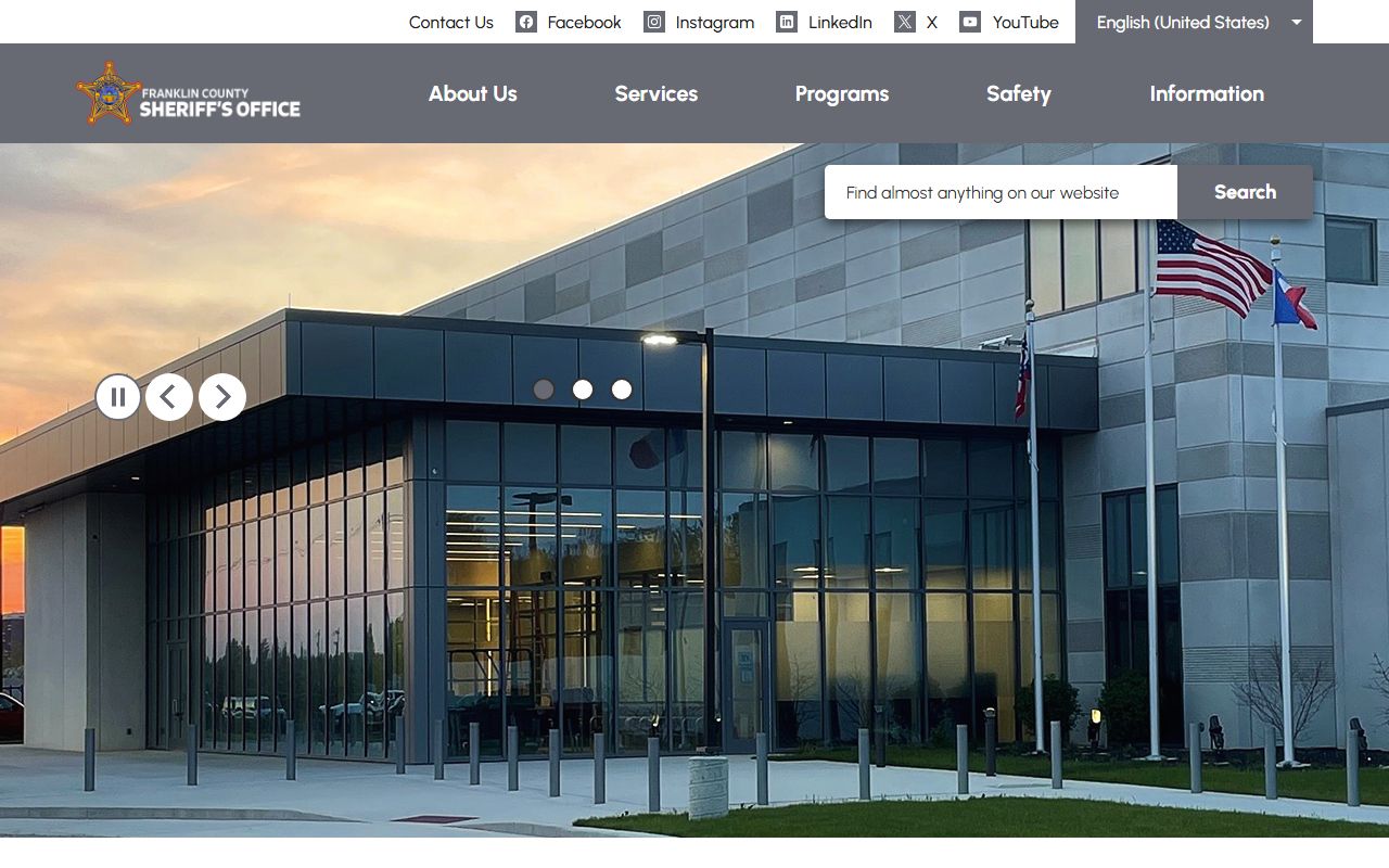 Franklin County Sheriff Office site for inmate court records