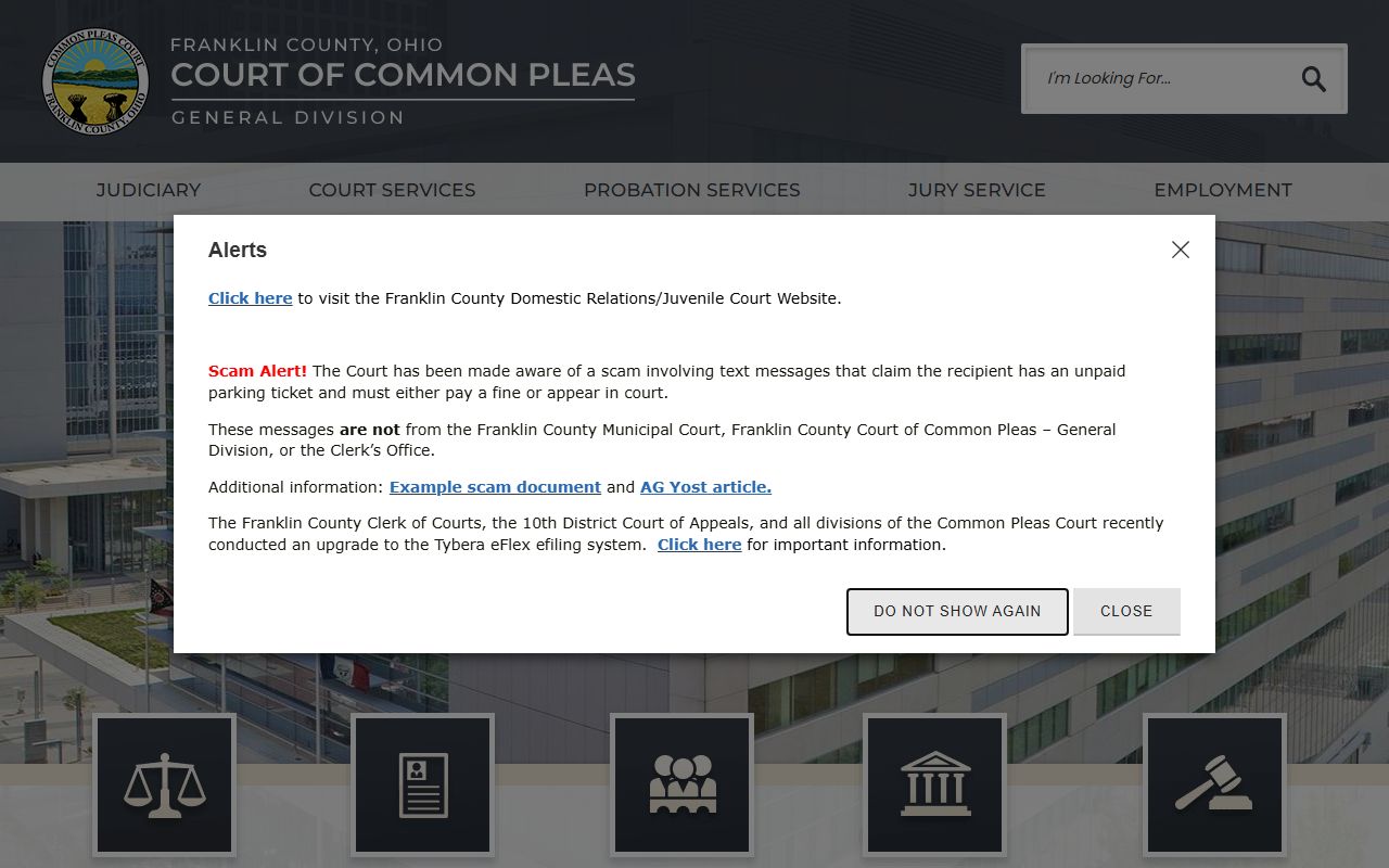 Franklin County Court of Common Pleas General Division court records site