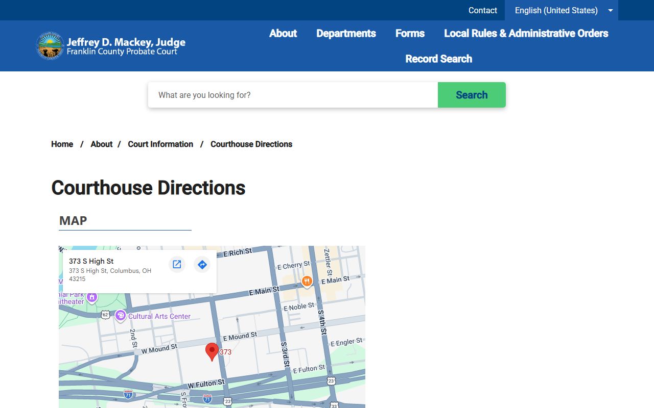 Franklin County Probate court records courthouse directions