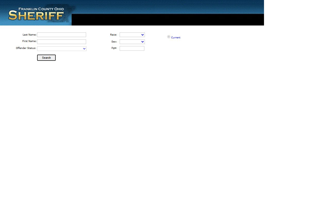 Franklin County inmate search booking lookup form from the Sheriff public view