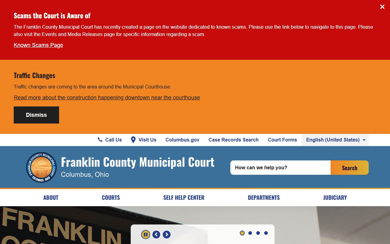 Franklin County traffic court records Municipal Court about page